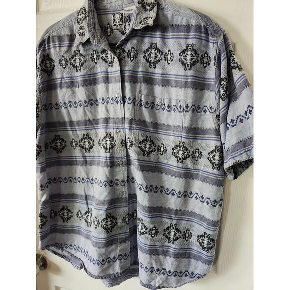 Vintage Y2K Futures 2XL India Embroidered Mens Button up Shirt Blue - Picture 3 of 6